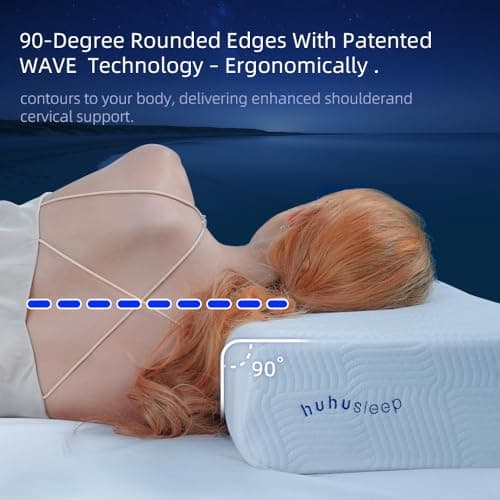 Huhu Sleep Cube Pillow for Side Sleeper with Firm Layer, Cooling Memory Foam Pillows with Two Side Four Types of Softness for Neck and Shoulder Pain, King or Queen 24"x12"x5" 7