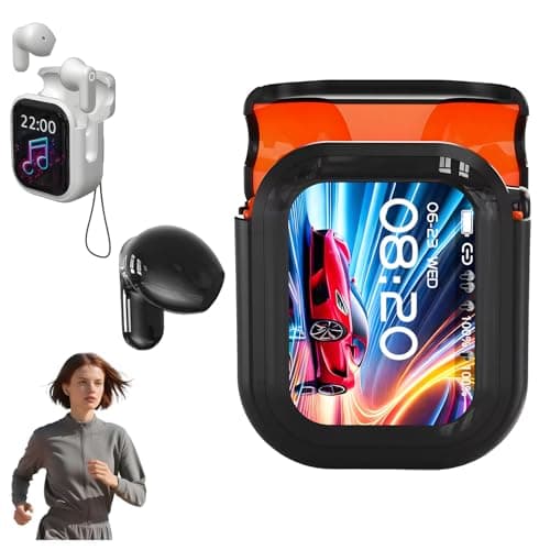 Bluetooth 6.0 Earphones LED Display, High Fidelity Waterproof Wireless Earphones, Ne20 Earbuds, Ai Translation Real Time, 48H Battery Touchscreen Noise Cancelling in-Ear Earphone for Sports (Black)