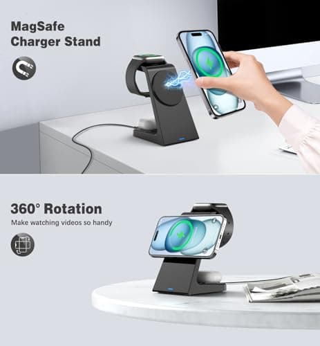 3 in 1 Magnetic Wireless Charging Station Apple 20W Charger Stand Magnetic Wireless Charger for iPhone 16 15 14 13 12 Pro/Pro Max/Plus/Mini AirPods 2/3/Pro iWatch Ultra/8/7/SE/6/5/4/3/2 (3 in 1) 5