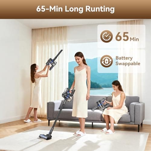 DREAME J30-W Cordless Vacuum Cleaner, 450W Powerful Suction, 65Min Runtime, LED Headlights, HEPA Filtration, Detachable Battery, Stick Vacuum Cleaner for Pet Hair & Hard Floor 6
