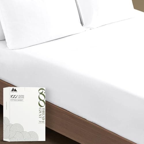 Mayfair Linen 100% Egyptian Cotton Queen Fitted Sheet Only - 600 Thread Count Cotton Fitted Sheet Queen, Soft, Durable, Cooling 16" Deep Pocket Sateen Weave Bottom, Luxury Hotel Quality - White