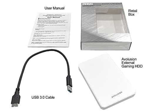 Avolusion HD250U3-Z1-PRO-WH 1TB USB 3.0 Portable External Gaming Hard Drive - White (for PS5 / PS4, Pre-Formatted) 7