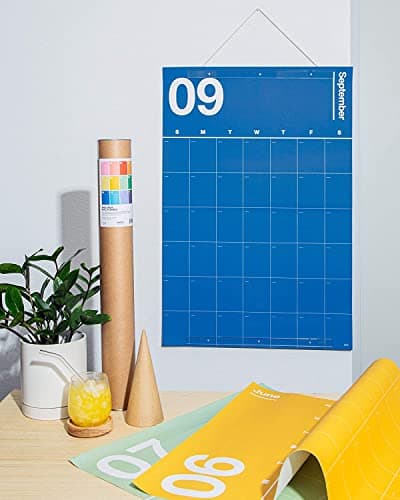 Poketo - Undated Monthly Vertical Wall Calendar 30" x 20" - 12 Month Minimalist Wall Planner - Monthly Calendar - Eco Friendly Paper - Office Supplies - Ideal for Office & Home - 2024 - Rainbow Combo 8