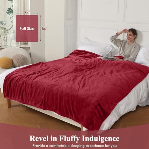COZYTY Electric Blanket Full Size, Super Soft Cozy Upgraded Flannel Heated Blanket with 6 Heating Levels & 1-10 Hours Auto Off, Heating Blanket for Home Office, Machine Washable, 72" x 84", Burgundy 5