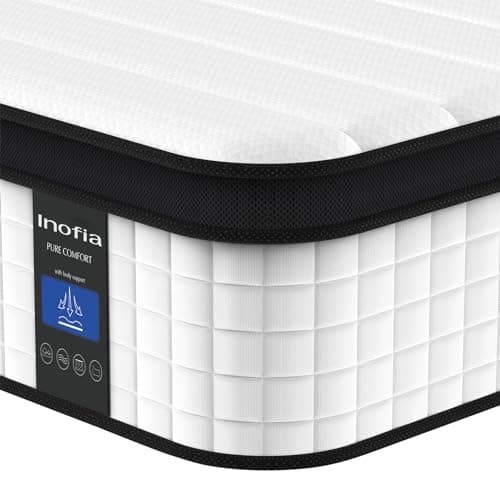 Inofia Twin XL Mattress, 12 Inch Hybrid Innerspring Single Mattress Cool Bed, Breathable Soft Knitted Fabric Cover, Twin XL Size