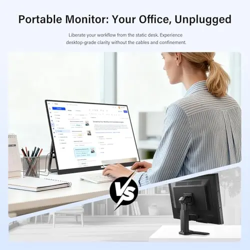 InnoView Large Portable Monitor 23.8inch FHD 1080P 144Hz USB-C, HDMI Computer Display HDR 100% sRGB IPS Gaming Monitor W/180°Adjustable DC Eyes Care Stand for Laptop PC MAC Phone PS4 Xbox Switch 8