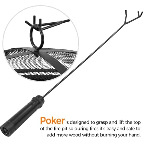 Yaheetech Fire Pit 30in Fire Pits for Outside Wood Burning Outdoor Fireplace with Spark Screen, Poker for Bonfire Patio Backyard Garden Picnic 9