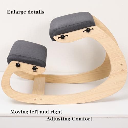 Ergonomic Kneeling Chair Adjustable Rocking Knee Chair Posture Chair for Desk,Wood Grey Home Office Kneeling Stool and Kneel Chair 8