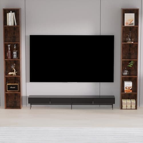 QieerHior Tall Narrow Bookshelf 6-Tier Bookcase,70.5" Skinny Thin Corner Shelf Slim Storage Cabinet,Wood DVD CD Media Cube Organizer Tower Rack for Small Spaces, Bedroom, Living Room, Office,Brown 7