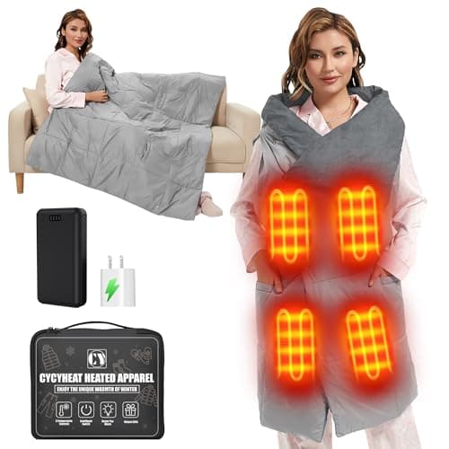 CYCYHEAT Wearable Heating Blanket+20000mAh Battery (Gray, Wearable Heating Blanket+20000mAh Battery)