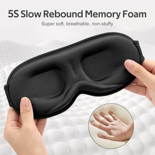 Vynix Sleep Mask for Men Women - 100% Blackout Eye Masks for Sleep - 3D Soft Sleeping Mask for Side Sleepers - Zero Pressure Lash Extensions Eye Cover Shade for Airplane Travel Essentials, Black 5
