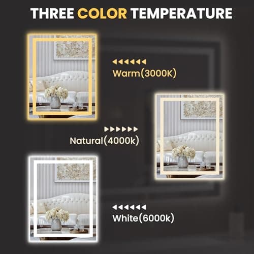 LOAAO 20X28 LED Bathroom Mirror with Lights, Anti-Fog, Dimmable, Backlit + Front Lit, Lighted Bathroom Vanity Mirror for Wall, Memory Function, Tempered Glass, Shatter-Proof, ETL Listed 5