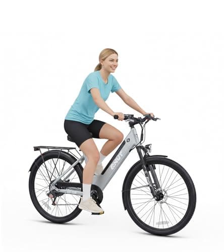 Electric Bike for Adults & Teens - 350W 26" Victor Ebike - 21-Speed, 20Mph Up to 40Miles with Dual Disc Brakes, Adjustable Handlebars, Commuter E-MTB for Men Women | UL 2849 Certified (Pale Gray)
