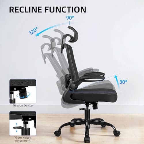 FelixKing Office Chair, Desk Chair with Adjustable Lumbar Support, Ergonomic Computer Chair with High Back and Armrest, Adjustable Height Gaming Chair Home Office Swivel Chair(Black) 9