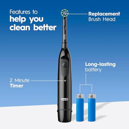Oral-B Pro 100 CrossAction, Battery Powered Toothbrush, Black, 1 Count (Pack of 1) 2