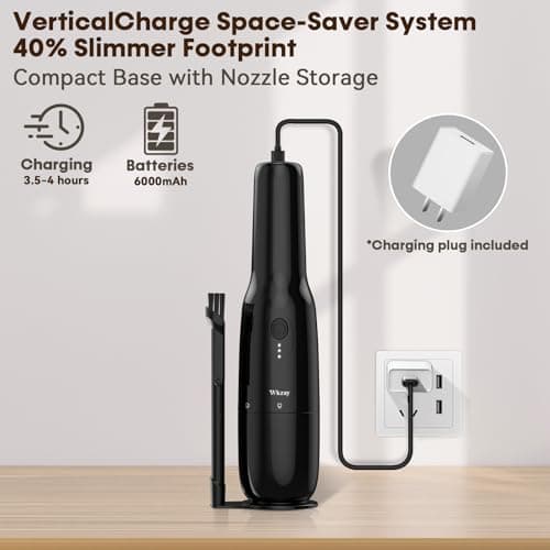 Wkzay Small Handheld Vacuum Cordless with Brushless Motor – 16,000Pa Strong Suction, Fast Charging, Low Noise, Lightweight and Portable for Home, Apartment, Dorms, Small Spaces 5