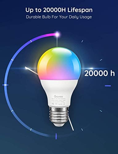 Govee LED Light Bulb Dimmable, Music Sync Color Changing, A19 7W 60W Equivalent, No Hub Required Multicolor Bluetooth Light Bulbs with App Control for Party Home (Don't Support WiFi/Alexa) 2