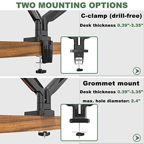 UPGRAVITY Dual Monitor Mount, Dual Monitor Desk Mount for Two Ultrawide 22"-34" Flat/Curved Computer Screens, Fully Adjustable Gas Spring Double Monitor Stand Arms Hold 26.5lbs, VESA 75x75/100x100mm 8