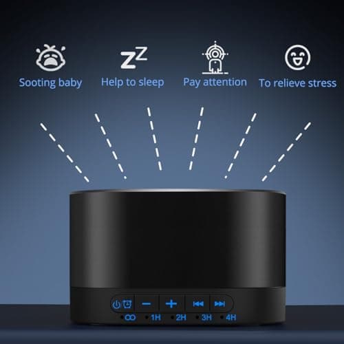 Magicteam White Noise Machine with 20 Non Looping Natural Soothing Sounds Memory Function 32 Levels of Volume Powered by AC or USB and Sleep Sound Timer Therapy for Baby Kids Adults Black 7