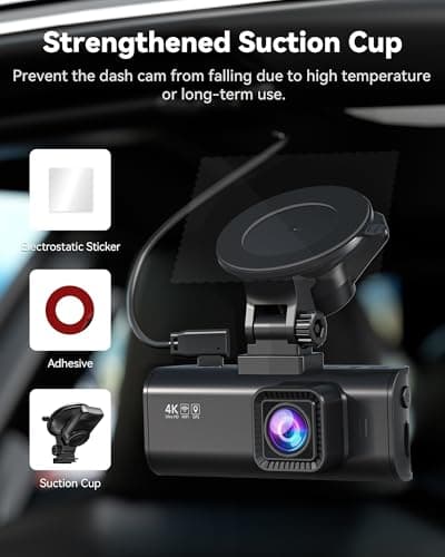 REDTIGER 4K Dash Cam Front Rear, Loop Recording, 32GB Card Included, Smart WiFi APP Control, 3.18" Screen, Dash Camera for Cars with GPS, WDR Night Vision, 24H Parking Monitor, Emergency Recording 6