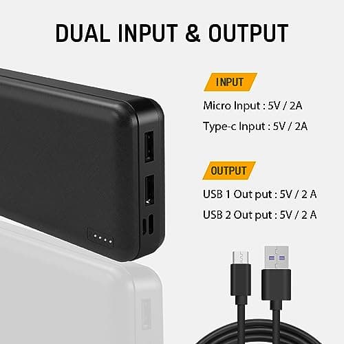 Whsahans 5V 2A 20000mah Heated Vest Heated Jacket Battery Pack Power Bank Rechargeable Battery for for Heated Vests Heated Jackets Heated Hoodies for Men Women(No DC Port, Not Suit for 7.4v) 7