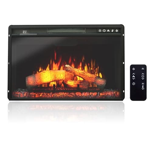 Oxhark Flame 26 Inches Electric Fireplace Inserts, 1500W Wall Recessed with Remote Control, Timer, 6 Brightness and 5 Speeds, Overheating Protection, Fireplace Heater for Indoor Use