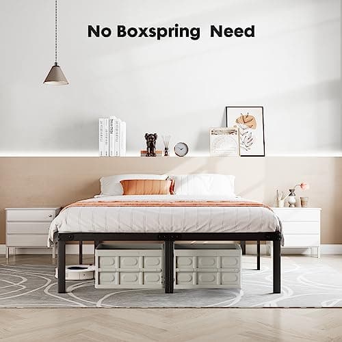 Sweetcrisp Queen Bed Frame - 14 Inch Metal Platform Bed Frames for with Storage Space Under Base, Sturdy Steel Slat Support, No Box Spring Needed 5