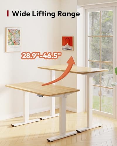 SANODESK Standing Desk Height Adjustable Electric 40x24 Inches Sit Stand Desk for Home Office with Splice Board, White Frame/Maple Top 8