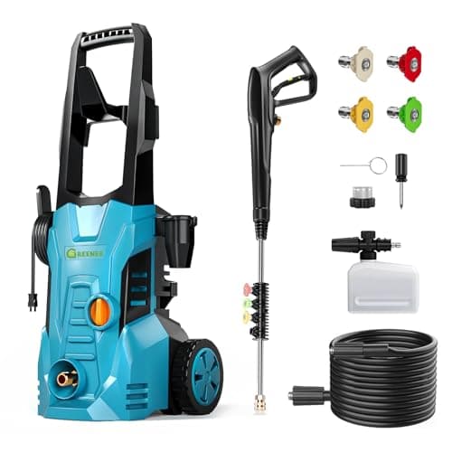GREENER Electric Pressure Washer 4200 PSI, 4 Quick Nozzles, 2.8GPM, High Pressure Washer with 50ft Outlet Hose, Power Washer Electric Powered with Soap Cannon for Car, House, Patio Cleaning