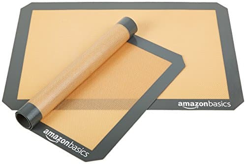 Amazon Basics Silicone Rectangular Baking Mat, Non-Stick, Reusable, Dishwasher Safe, Food Safe, Heat Resistant, 16.5" x 11.6", Beige/Gray, 2-Pack 5