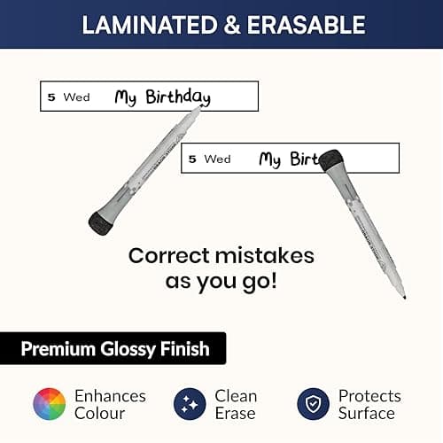 46” x 17” Academic Dry Erase Calendar for Wall 2025-2026 July to June Erasable School Year Laminated Planner with Pens Adhesive Pads & Colored Stickers 6