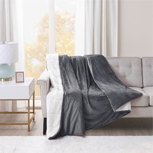 10lb Reversible Sherpa Weighted Throw Blanket – Soft Fuzzy Fleece & Warm Berber, 50x60 Blanket for Teens & Adults, Cozy Dual-Sided Design for Bed, Couch, or Travel Use, Charcoal Gray 6