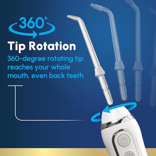Waterpik Cordless Advanced 2.0 Water Flosser For Teeth, Gums, Braces, Dental Care With Travel Bag and 4 Tips, ADA Accepted, Rechargeable, Portable, and Waterproof, White WP-580, Packaging May Vary 6