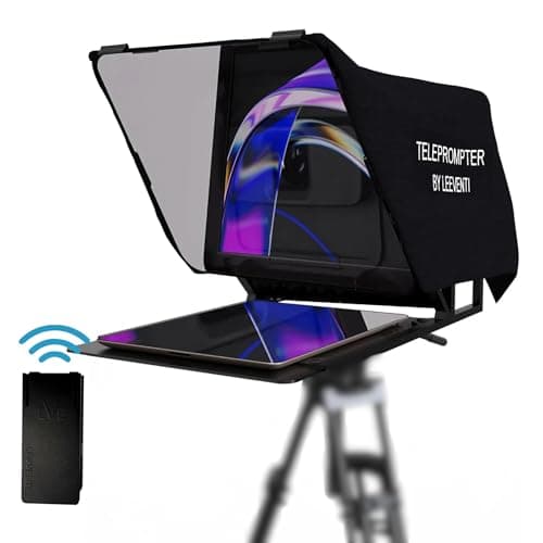 Leeventi Teleprompter 4.0 12" Compatible with iPad, Tablet, Smartphone and DSLR Camera, Remote or App Control, Compatible with Android and iOS, Ideal for Video Recording, Aluminum Alloy