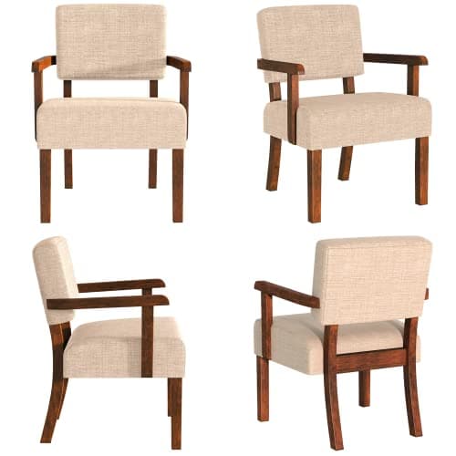 FAGAGA Accent Chair Set of 2 with Table, Living Room Chairs with Soft Seat and Armrests for Living Room Bedroom Reading Room Waiting Room (Beige) (AC01) 7