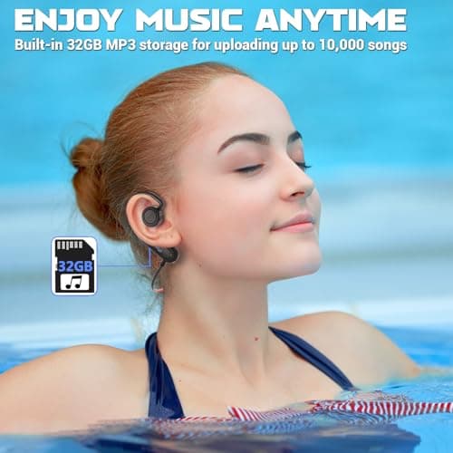 BZOJIFO Waterproof Earbuds for Swimming, Swimming Headphones with mp3 Playback, IPX8 Waterproof, 16Hrs Battery, in-Ear Stereo Bass Wireless Sports Headphones for Swimming 7