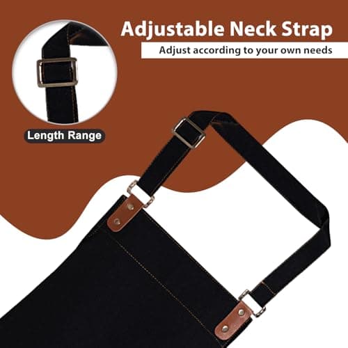 TREASO Apron for Men Women, Chef Apron with Adjustable Neck Strap, Heavy Duty Apron for Men with Pockets, Aprons for Cooking, Baking, Gardening, Woodwork, Hair Stylist, BBQ,Grill (Black) 5