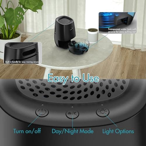 Dehumidifiers, 35OZ Dehumidifier, Small Dehumidifiers for Home, Bedroom, Bathroom, Mini dehumidifier with Auto Shut-off, 7 Colors Night Lights, Ultra Quiet for Closet RV Office 6
