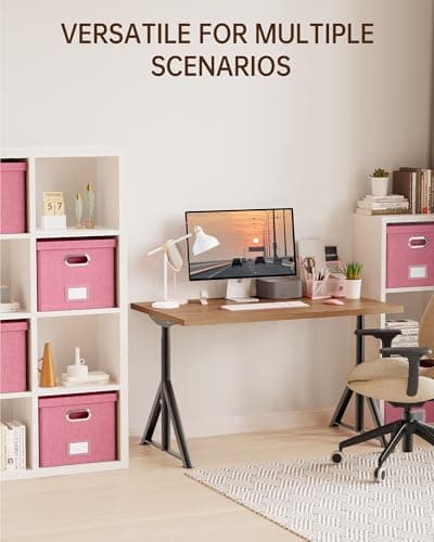 Oterri File Organizer, File Box, File Cabinet for Letter File Folder Storage, Portable Storage Bins with Lids for Office/Decor/Home, 1 Pack, New-pink-Box only 6