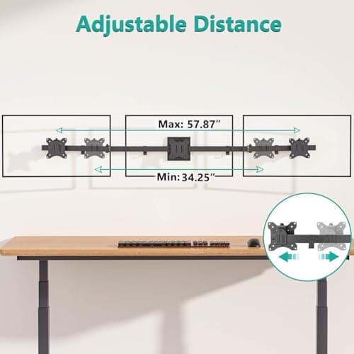 WALI Triple Monitor Wall Mount for 17 to 32 Inch, Computer Monitor Arm for 3 Screens, Swivel Tilt Wall Mount with Mounting Holes 75x75/100x100mm, Per Arm Holds Up to 15.4lbs (013ARM), Black 6