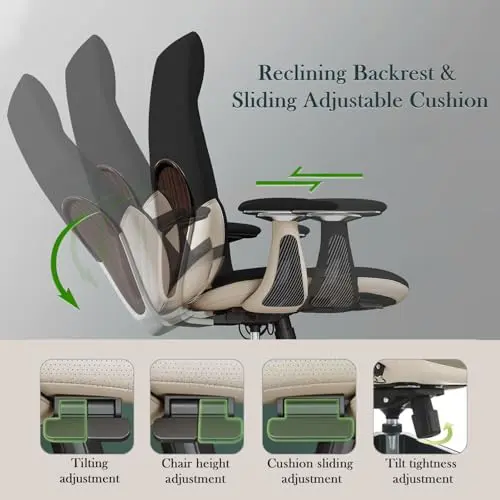 FurniBaron Ergonomic Genuine Leather Office Chair, Executive Chair with Tilt Adjustable High Back and Lumbar Support, 400lbs Weight Capacity Metal Base with 360° Flexible Wheels, Black 4