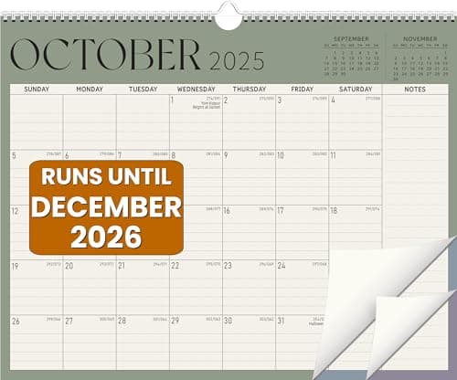 Calendar 2026, Monthly Wall Calendar, Runs Until Dec 2026, 14.5" x 11.5", Large Daily Blocks, Thick Paper, Easy-Flip Spiral Binding, Julian Dates Perfect for Home & Office Organization