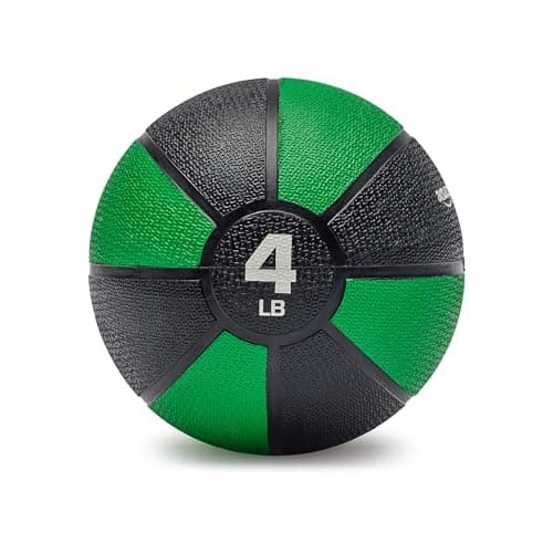 Amazon Basics Weighted Medicine Ball for Core Strength, Strength Training, Full-Body Workouts and Balance Exercises, 4 Pounds, Green/Black