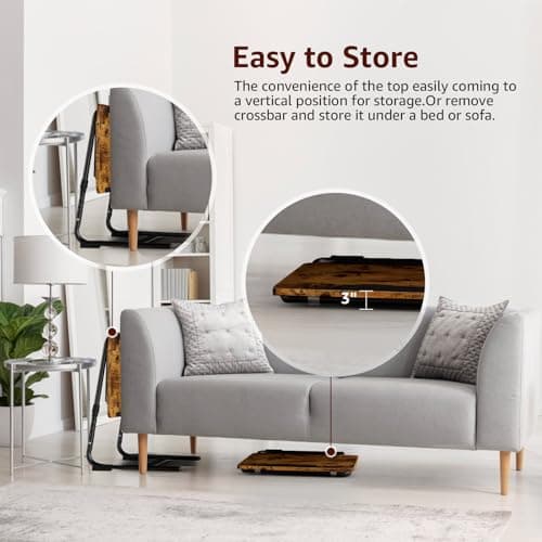 Folding TV Tray Adjustable Dinner - Trays for Eating On Couch Wooden Tables Mate Stand Foldable Desk with Cup Holder Portable 6