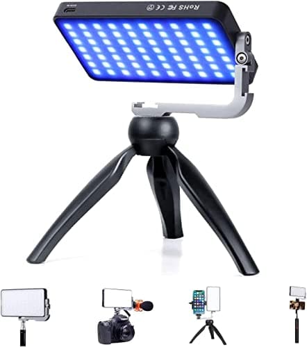 IVISII G2 Pocket RGB Camera Light,Built-in 7200mAh Rechargeable Battery 360°Full Color Gamut 9 Light Effects,2600-10000K LED Video Light Panel with Aluminum Alloy Body, Adjustable Tripod Stand