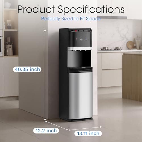 Tehanld Bottom Loading Water Cooler Dispenser for 5 Gallon Bottles,Stainless Steel Water Cooler with 3 Temperature -Hot, Cold & Room,Child Safety Lock,Ideal for Home and Office, Charcoal Black 8