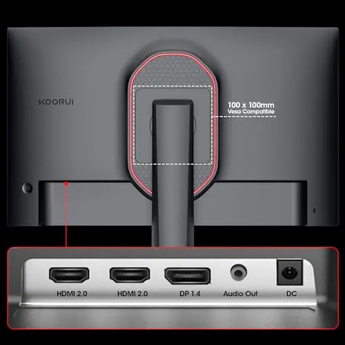 KOORUI Gaming Monitor, QHD 24" Nano IPS Display, 1440P 165Hz Computer Monitor, 1ms 2K PC Screen, 100% sRGB, Adaptive Sync, Height/Tilt/Pivot Adjustment, HDMI, DisplayPort, GP01 9