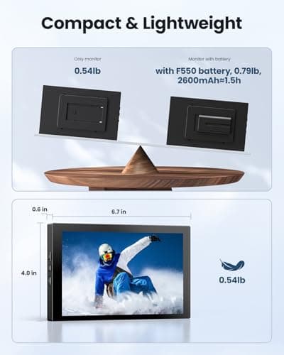 Eyoyo 7-inch Camera Field Monitor: 1280x800 IPS Mini HDMI Video Monitors, Screen Mirroring for iPhone, Battery Powered Portable Monitor for DSLR Photography PC Computer Security Monitoring Raspbery Pi 7