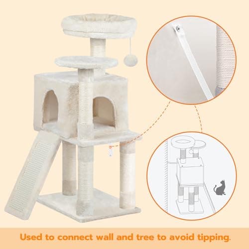 HOOBRO Cat Tree, 34.6-Inch Small Cat Tower with Soft Plush Perch, for Kittens, 3-Tier Cat Condo Furniture with Scratching Posts, with Anti-Tipping Kit, Sturdy, Indoor BE09CT03 5