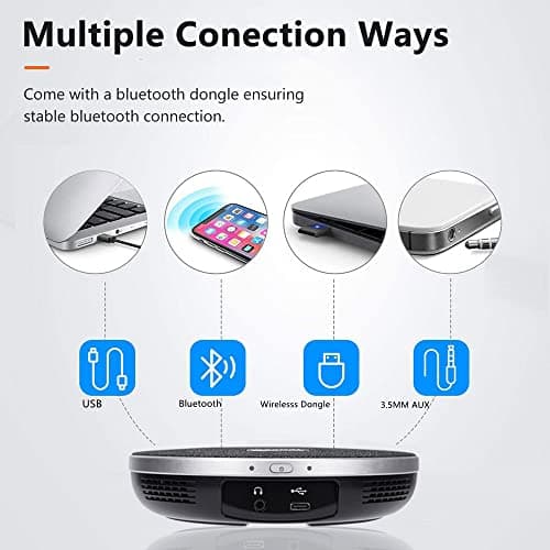 TONGVEO All-in-One Conference Room Video Camera System Al Auto-Tracking HD1080P 60fps 3X Optical Zoom USB3.0 HDMI PTZ Camera and Bluetooth Conference Speakerphone with Microphones 5